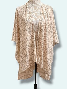 Leopard Print Kimono Cover Up One Size Boho Beach Lightweight Duster
